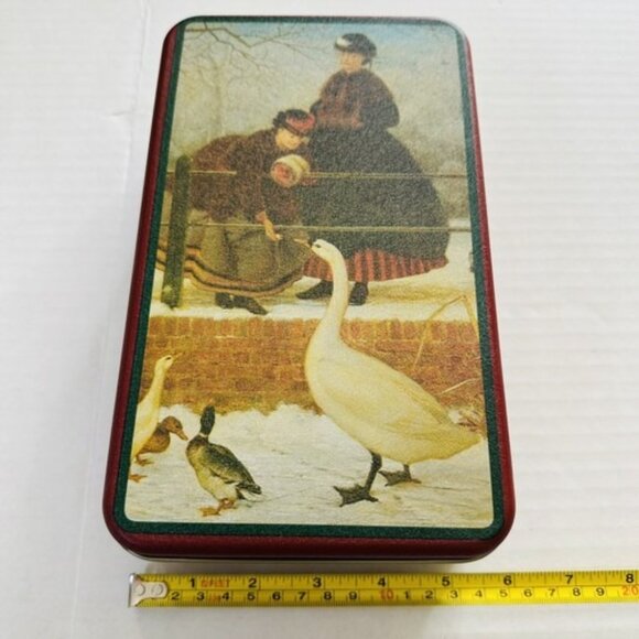 1992 House of Lloyd Tin Box Victorian Era Mother Goose & Ducks Winter Scene NEW! - Picture 10 of 12